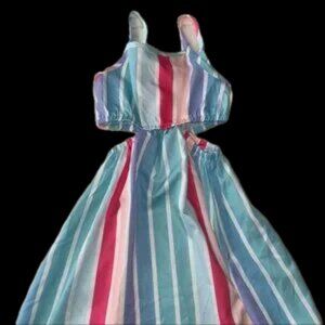 Adorable new girls dress 6y striped pastel super cute and comfy! Like 2 pieces